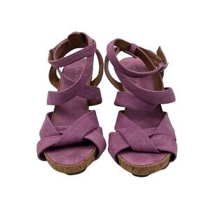 Aerosoles Purple Phoenix Strappy Platform Wedge Sandals Size 5.5 Women's
